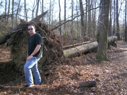 Jack with uprooted tree (there were lots of them) 