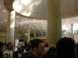 Lining up to get into the exhibit hall Sunday morning 